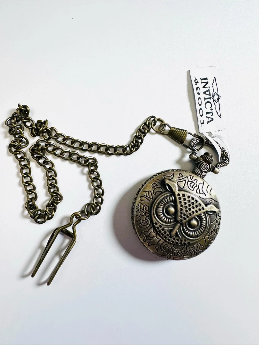 INVICTA NOCTURNAL Owl Pocket Watch w/Chain NWT/Box UNTESTED